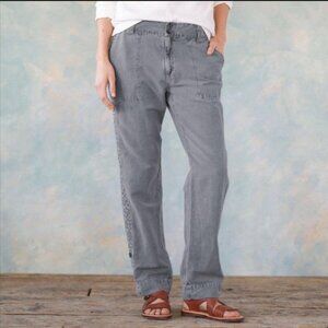 Sundance Pants Women’s 16 Organia Linen Blend Crochet Lace Trim Boho Roll Tab